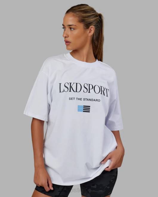 Z8RH299 LSKD unisex Flaggen-Schwergewichts-T-Shirt in Übergröße – weiß Bekleidung