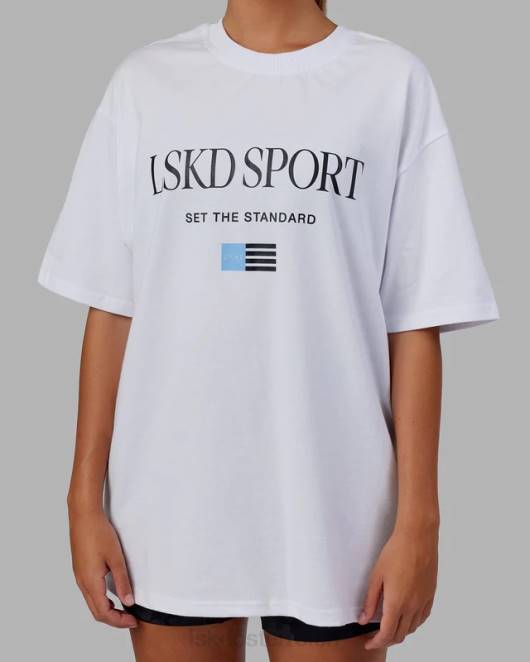 Z8RH299 LSKD unisex Flaggen-Schwergewichts-T-Shirt in Übergröße – weiß Bekleidung