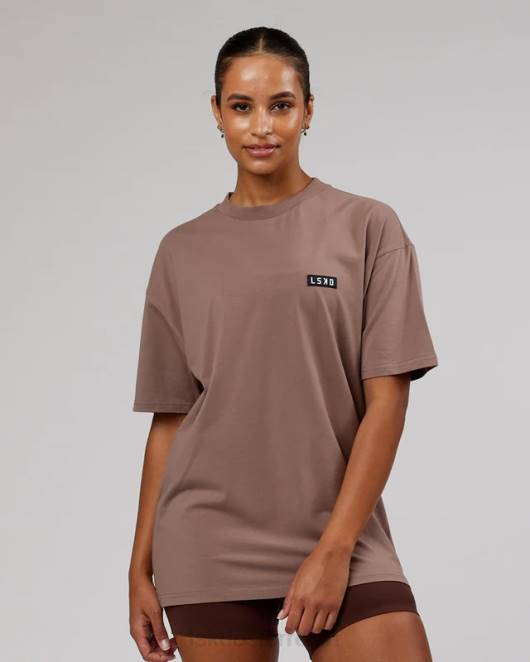 Z8RH303 LSKD unisex Kultiges FLXCotton-T-Shirt in Übergröße – tiefes Taupe Bekleidung
