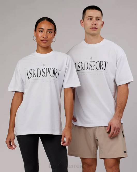 Z8RH305 LSKD unisex Heritage-Schwergewichts-T-Shirt in Übergröße – Weiß-Schwarz-Eiche Bekleidung