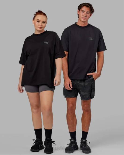 Z8RH312 LSKD unisex Strebe flxcotton T-Shirt in Übergröße – schwarz-weiß Bekleidung