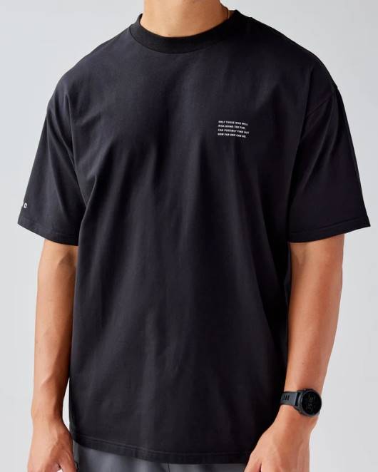 Z8RH312 LSKD unisex Strebe flxcotton T-Shirt in Übergröße – schwarz-weiß Bekleidung