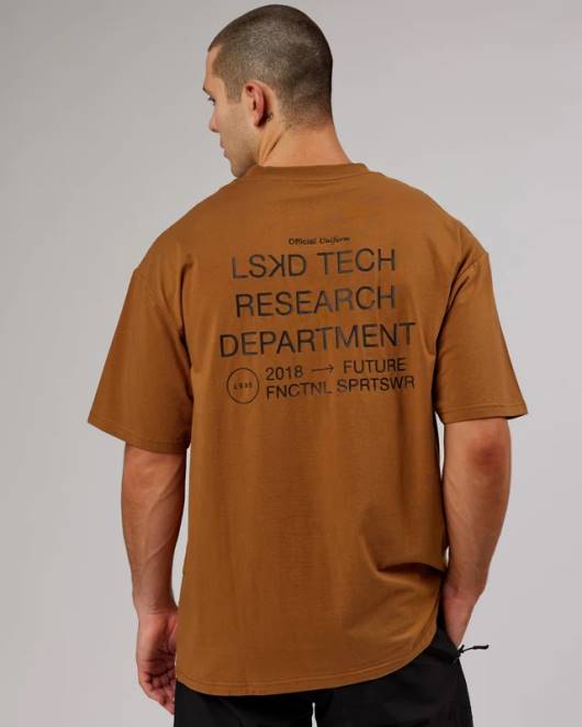 Z8RH314 LSKD unisex Ltrd flxcotton T-Shirt in Übergröße – Kamel Bekleidung