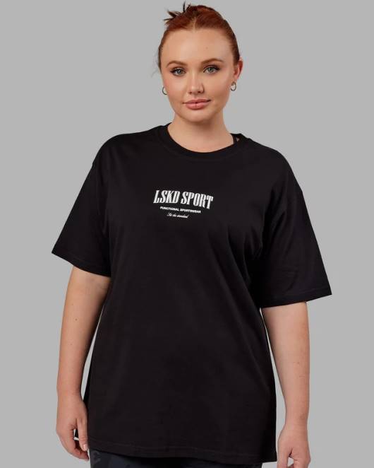 Z8RH320 LSKD unisex Standard-Schwergewichts-T-Shirt in Übergröße – schwarz-weiß Bekleidung