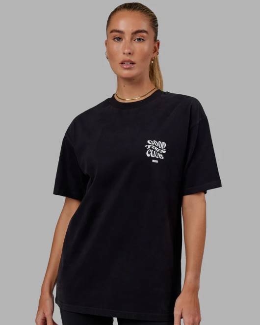Z8RH328 LSKD unisex Good Times Schwergewichts-T-Shirt in Übergröße – schwarz-weiß Bekleidung