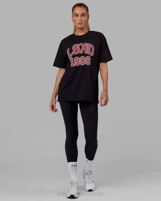 Z8RH329 LSKD unisex Alumni-Schwergewichts-T-Shirt in Übergröße – schwarz-rot Bekleidung