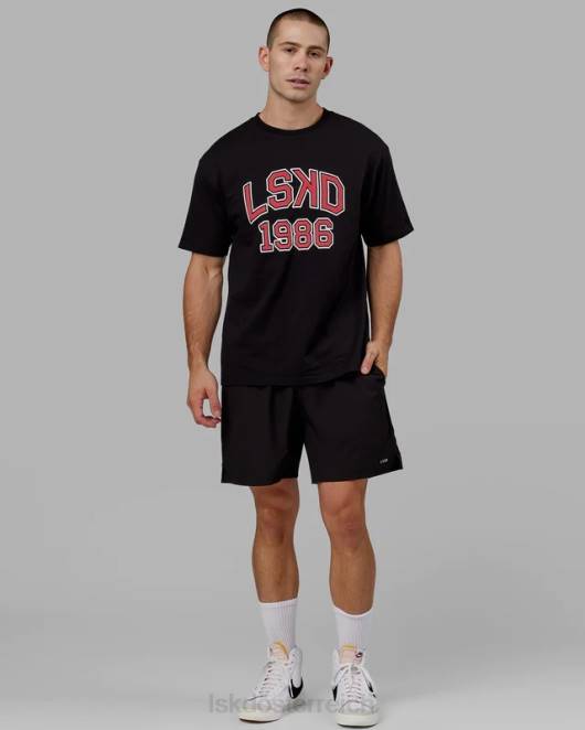 Z8RH329 LSKD unisex Alumni-Schwergewichts-T-Shirt in Übergröße – schwarz-rot Bekleidung