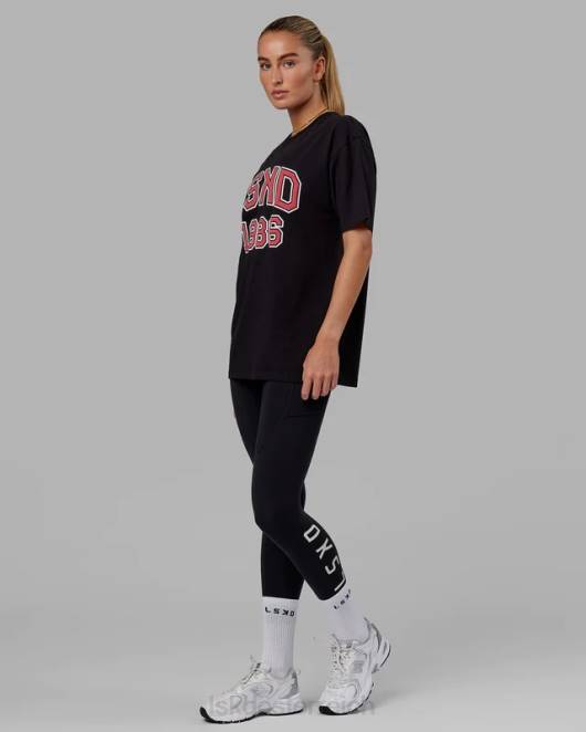 Z8RH329 LSKD unisex Alumni-Schwergewichts-T-Shirt in Übergröße – schwarz-rot Bekleidung