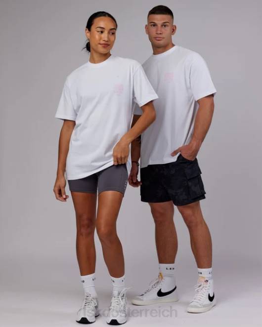 Z8RH331 LSKD unisex Good Times Schwergewichts-T-Shirt in Übergröße – Weiß-Blütenblattrosa Bekleidung