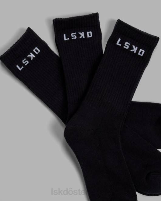Z8RH855 LSKD unisex Daily 3er-Pack Crew-Socken – Schwarz Zubehör