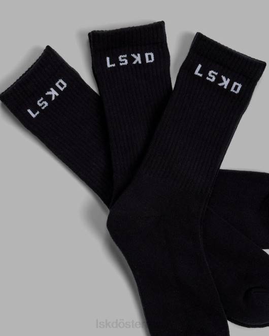 Z8RH855 LSKD unisex Daily 3er-Pack Crew-Socken – Schwarz Zubehör
