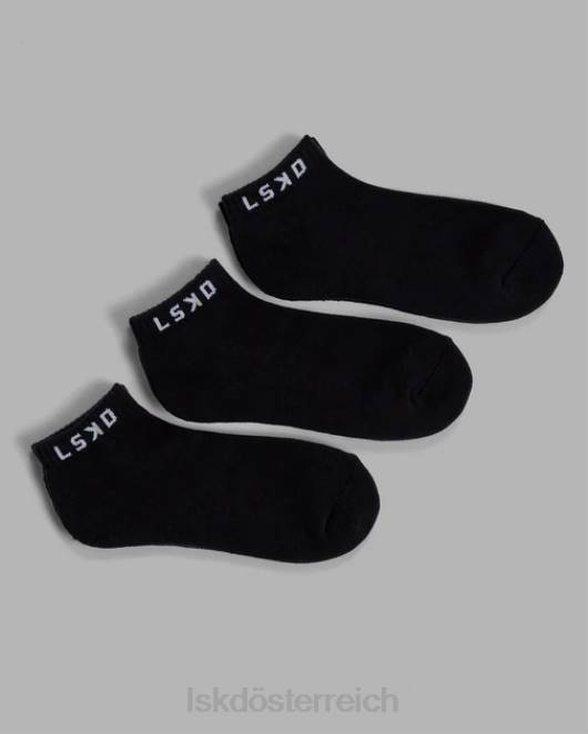 Z8RH867 LSKD unisex Daily 3er-Pack Knöchelsocken – Schwarz Zubehör