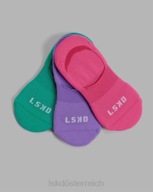 Z8RH870 LSKD unisex Performance No Show 3er-Pack Socken – grün/lila/rosa Zubehör